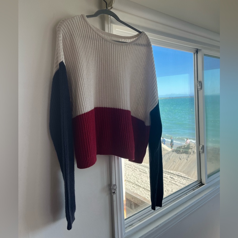 Knit red, white and blue sweater